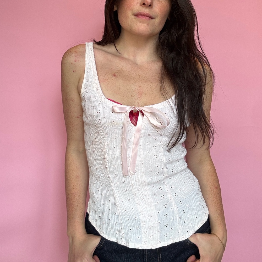 VINTAGE AGNETA ECKEMYR EYELET TANK TOP